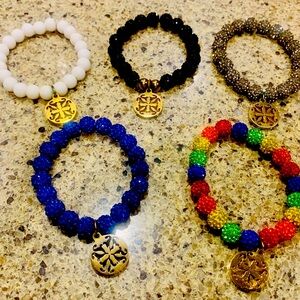 5 Rustic Cuff Beaded Bracelets